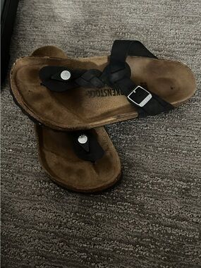 Birkenstock Black Braided Toe-Post Sandals